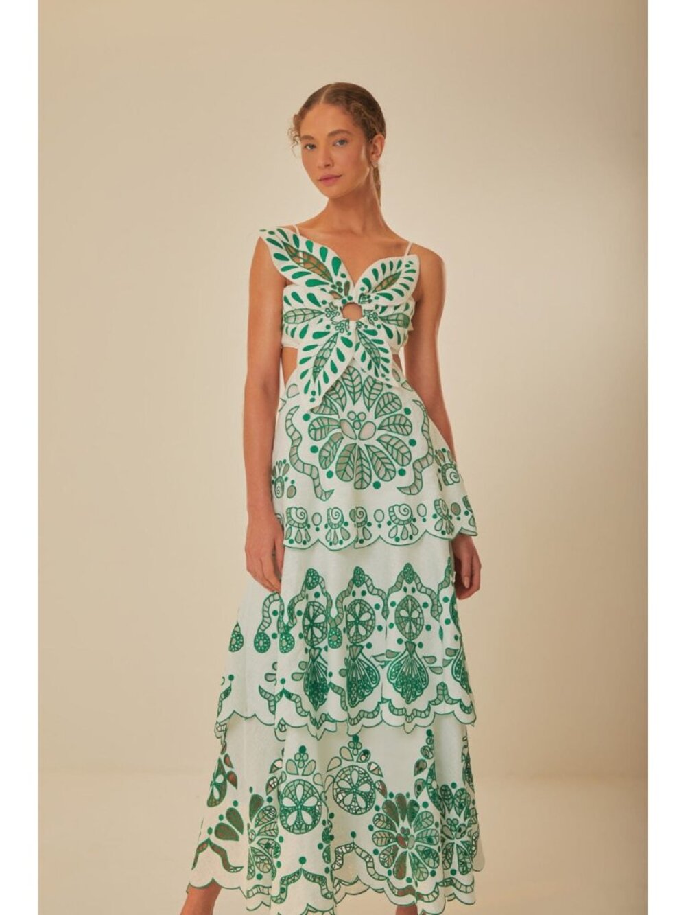 FARM Rio Flower Richelieu Linen Embroidered Midi Dress XS EUC - Picture 8 of 16